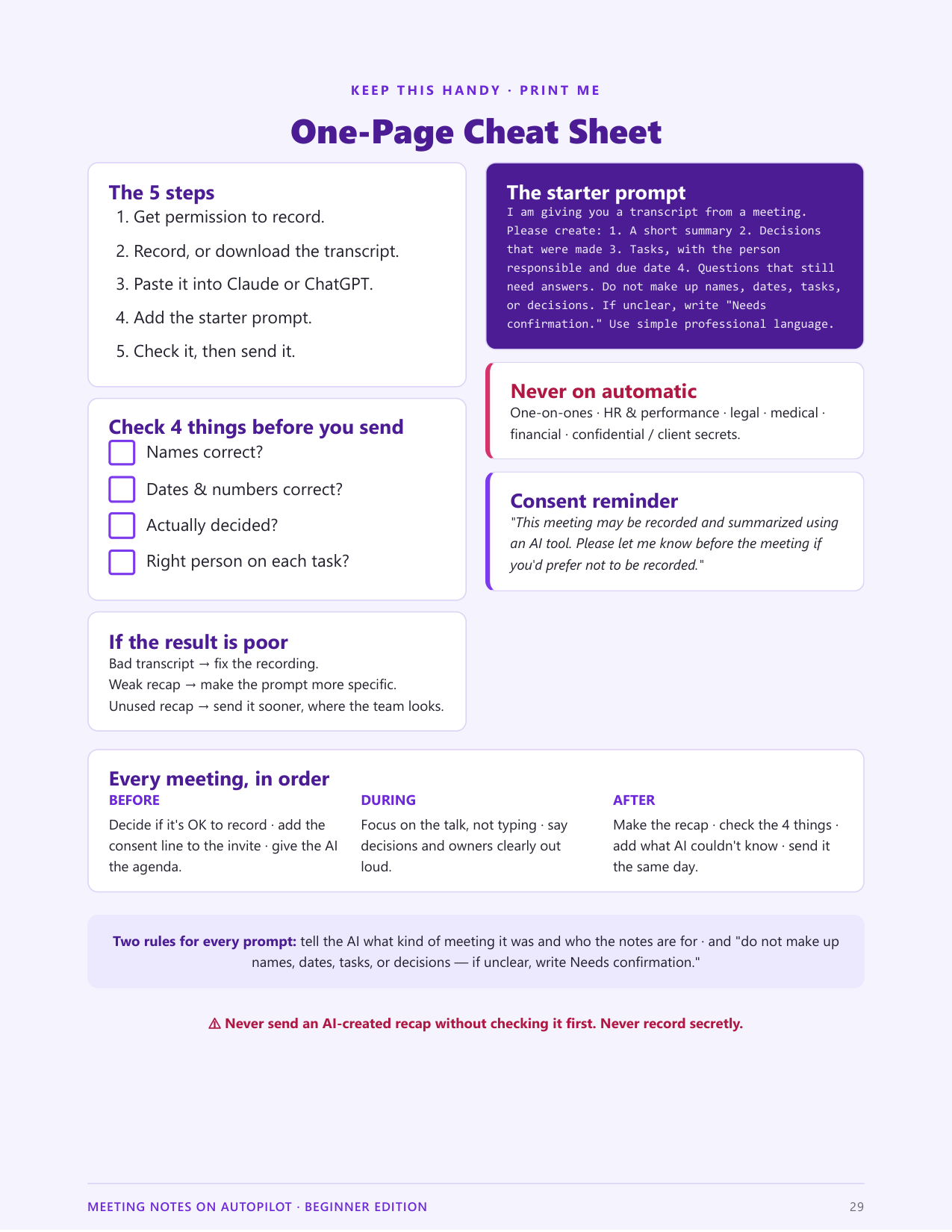 Cheat-sheet page