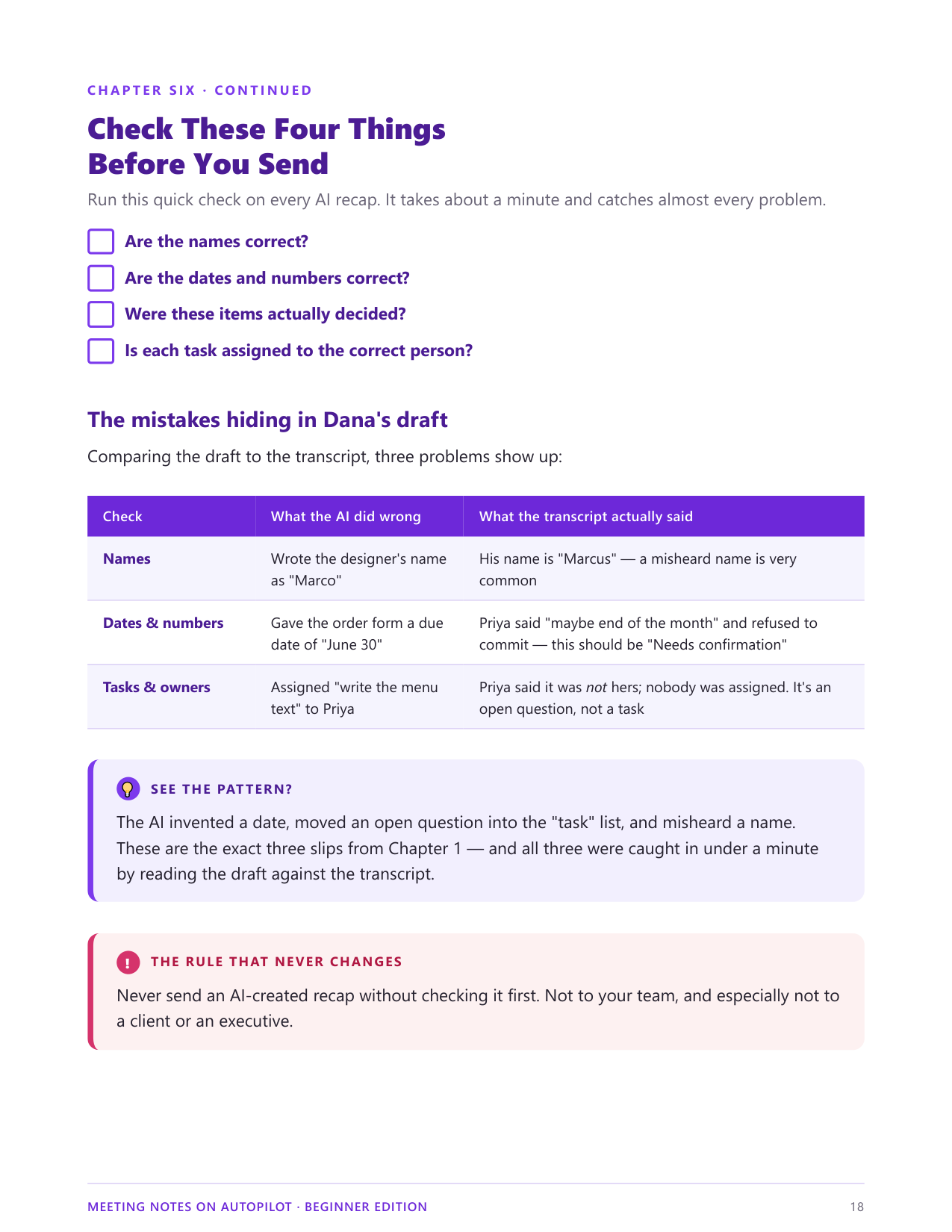 Checklist page